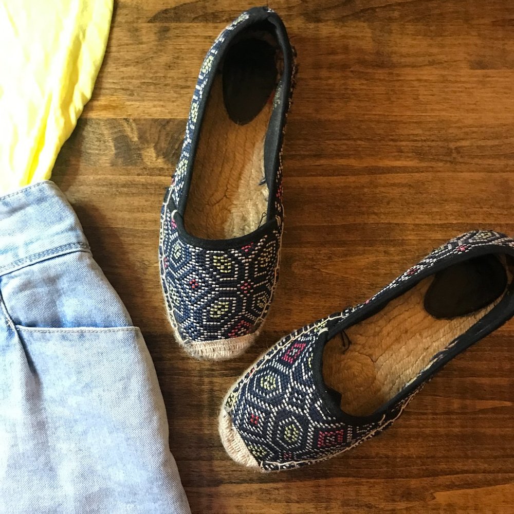 Navy Print Espadrilles